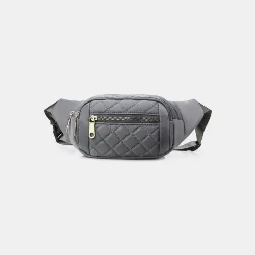 Stylish Zenana Quilted Multi Pocket Waist Belt Bag in Sleek Black