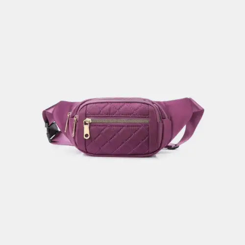 Stylish Zenana Quilted Multi Pocket Waist Belt Bag in Sleek Black