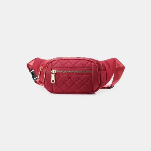 Stylish Zenana Quilted Multi Pocket Waist Belt Bag in Sleek Black