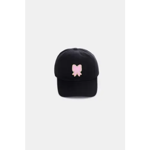 Stylish Zenana Ribbon Bow Chenille Patch Baseball Cap