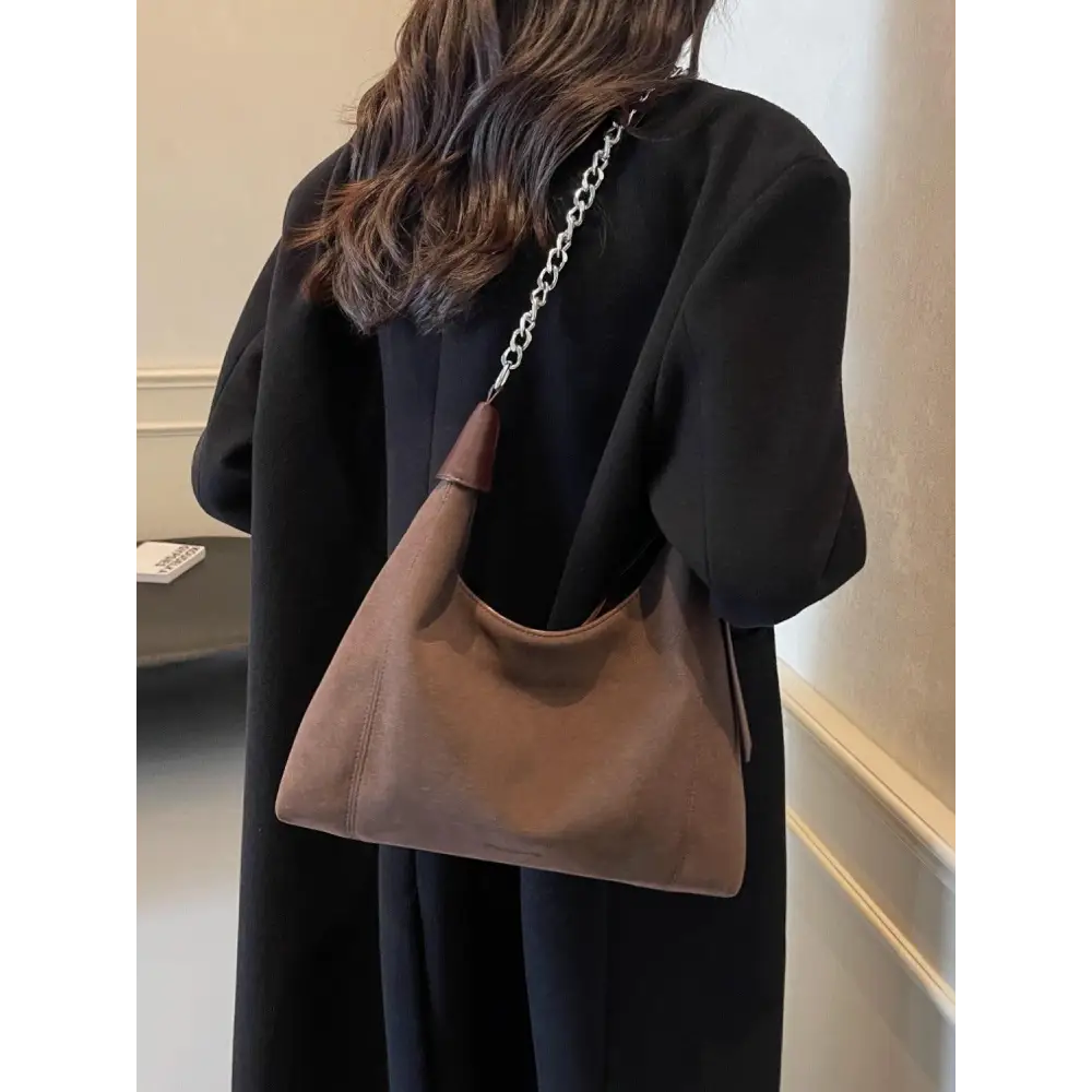 Chic Brown Suede Adjustable Strap Shoulder Bag for Stylish Outings