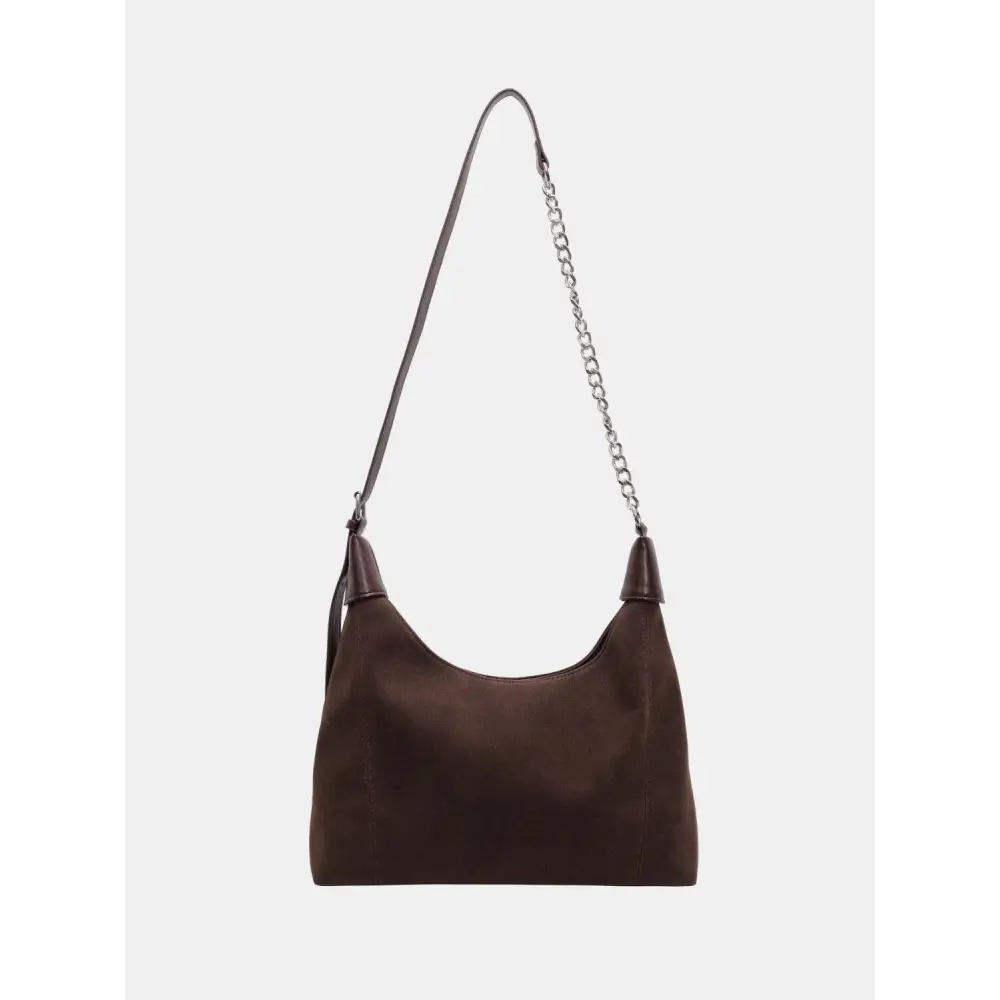 Chic Brown Suede Adjustable Strap Shoulder Bag for Stylish Outings