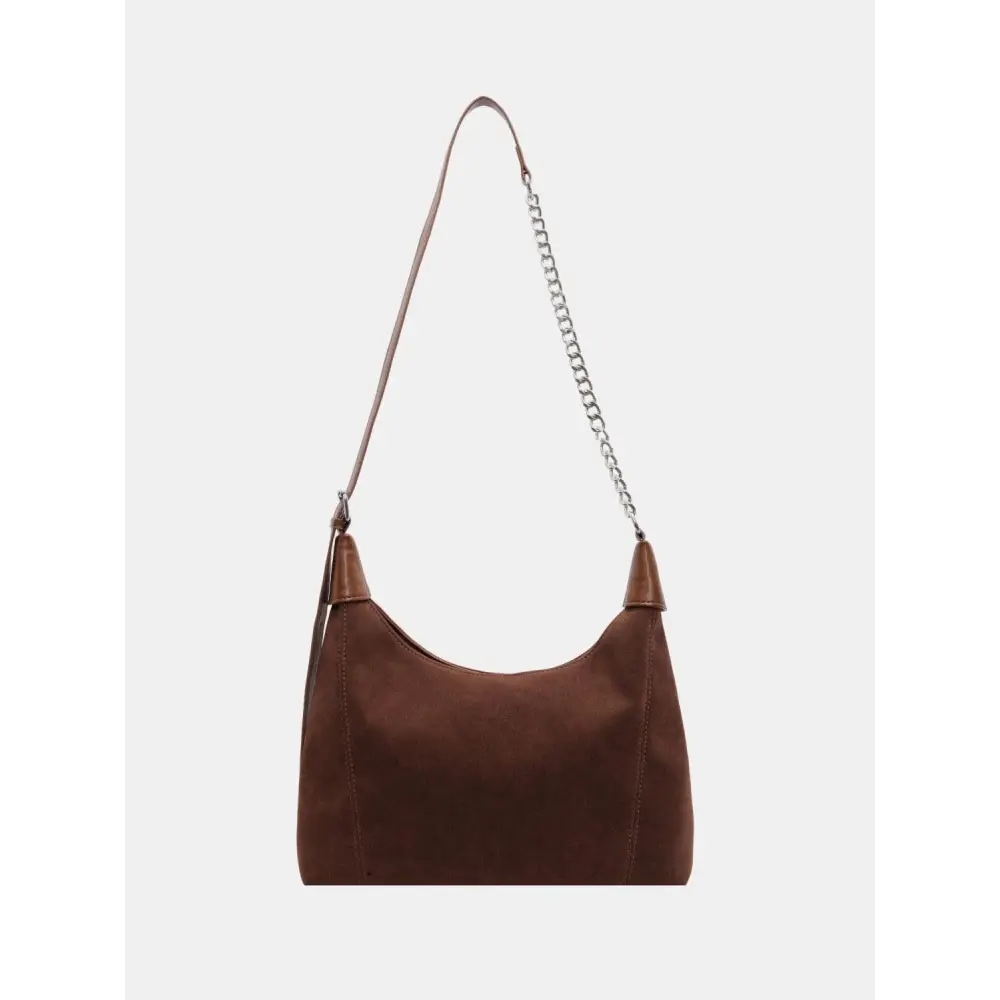 Chic Brown Suede Adjustable Strap Shoulder Bag for Stylish Outings