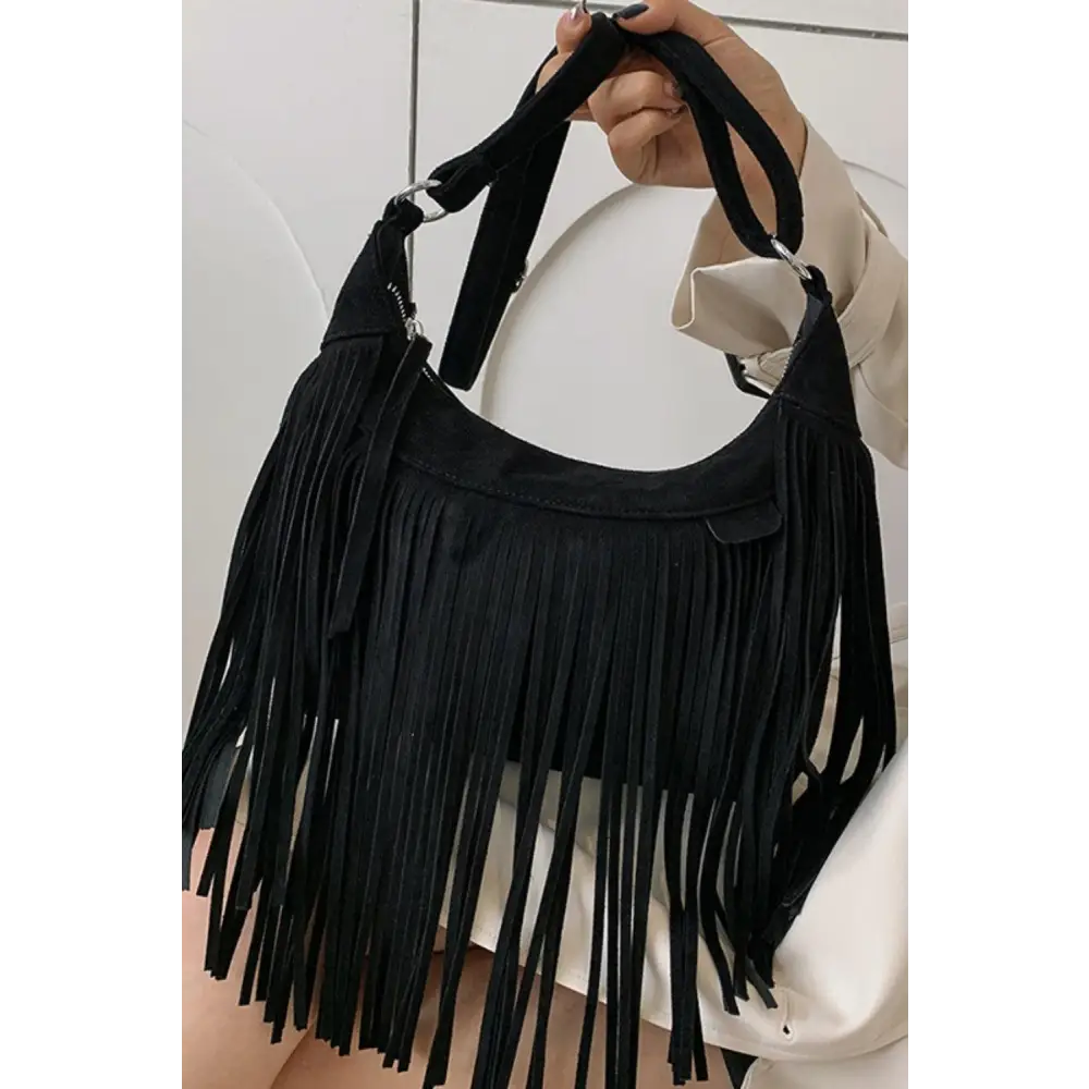 Yeppi Suede Fringe Adjustable Strap Shoulder Bag for Stylish Adventures