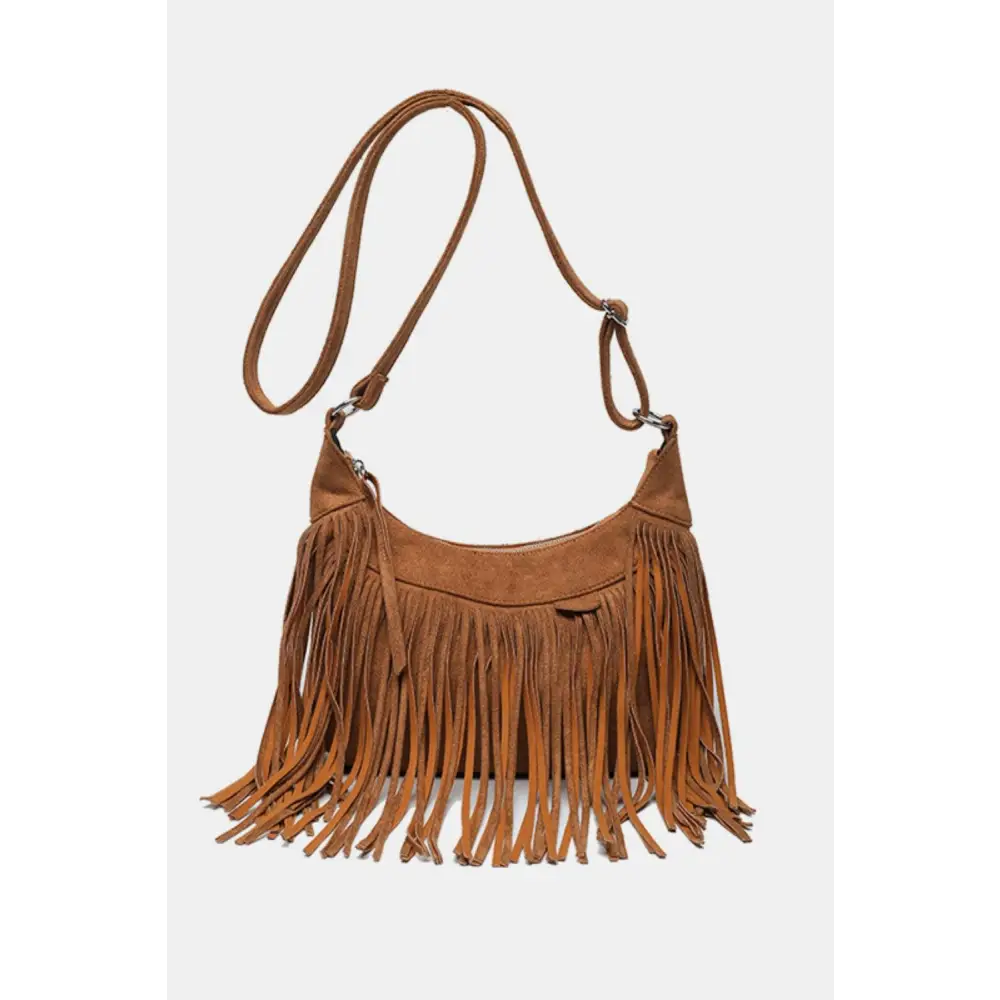 Yeppi Suede Fringe Adjustable Strap Shoulder Bag for Stylish Adventures