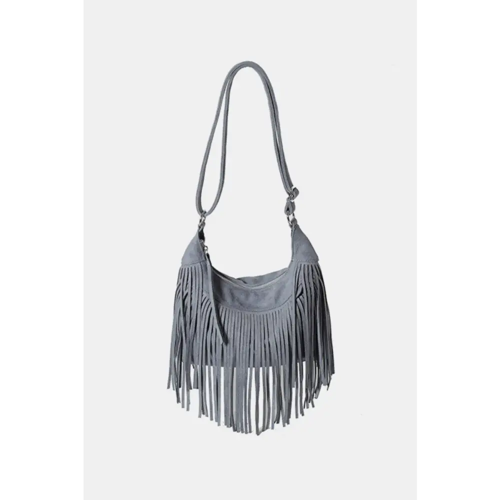 Yeppi Suede Fringe Adjustable Strap Shoulder Bag for Stylish Adventures