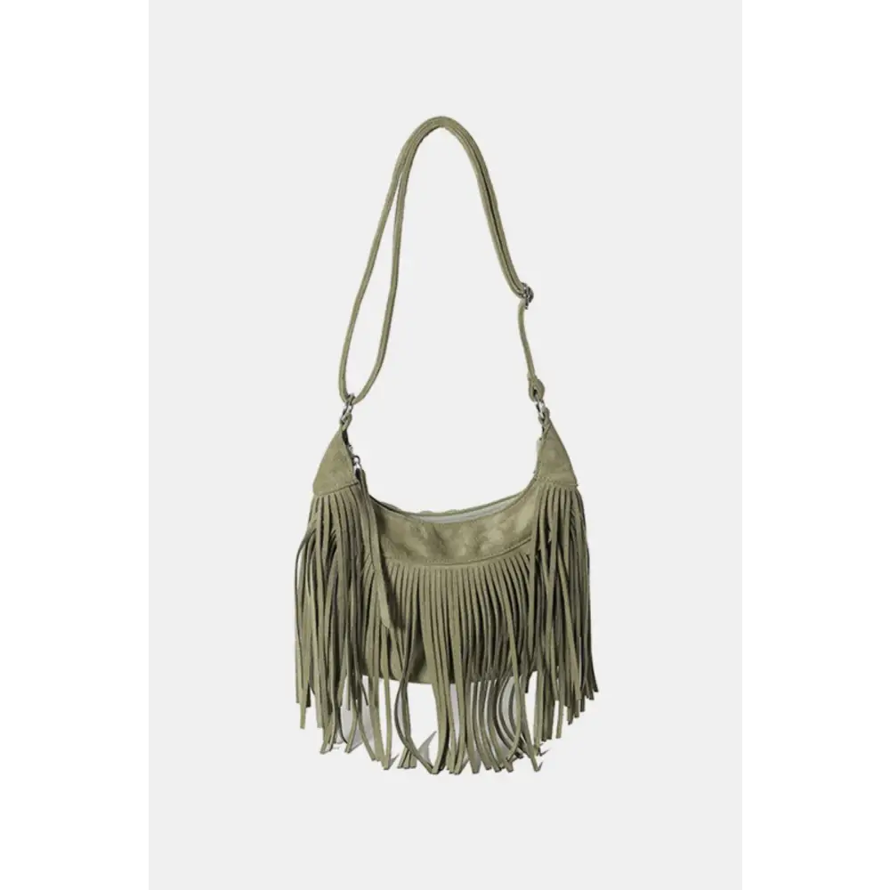 Yeppi Suede Fringe Adjustable Strap Shoulder Bag for Stylish Adventures