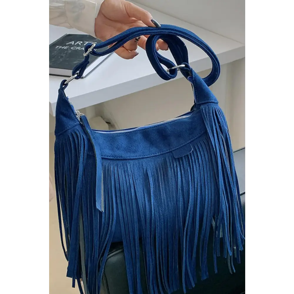 Yeppi Suede Fringe Adjustable Strap Shoulder Bag for Stylish Adventures