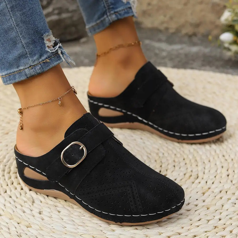 Stylish Suede Round Toe Wedge Sandals for Summer Comfort