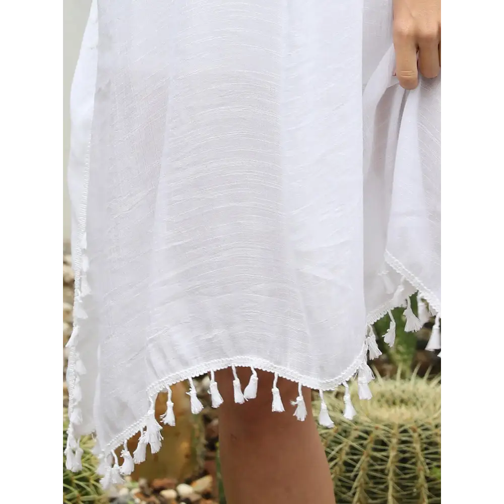 Breezy Tassel Cutout Half Sleeve Cover-Up for Beach Bliss