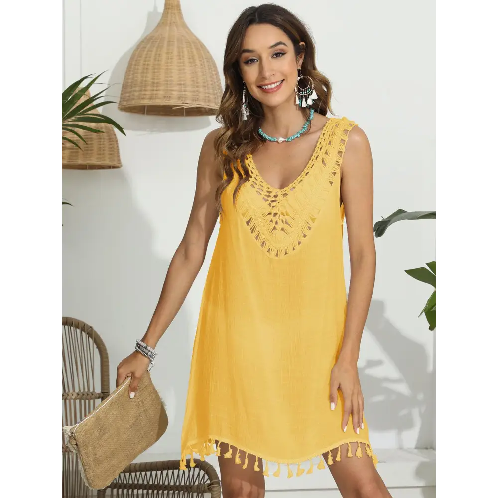 Breezy Tassel Scoop Neck Wide Strap Cover-Up for Beach Bliss