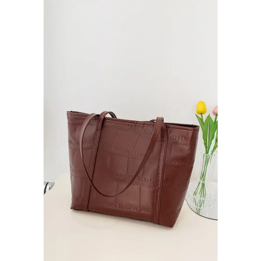 Textured PU Leather Handbag - CM Fashion