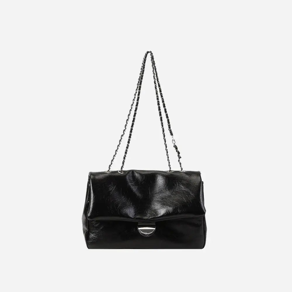 Luxe Textured PU Leather Shoulder Bag with Chic Chain Straps