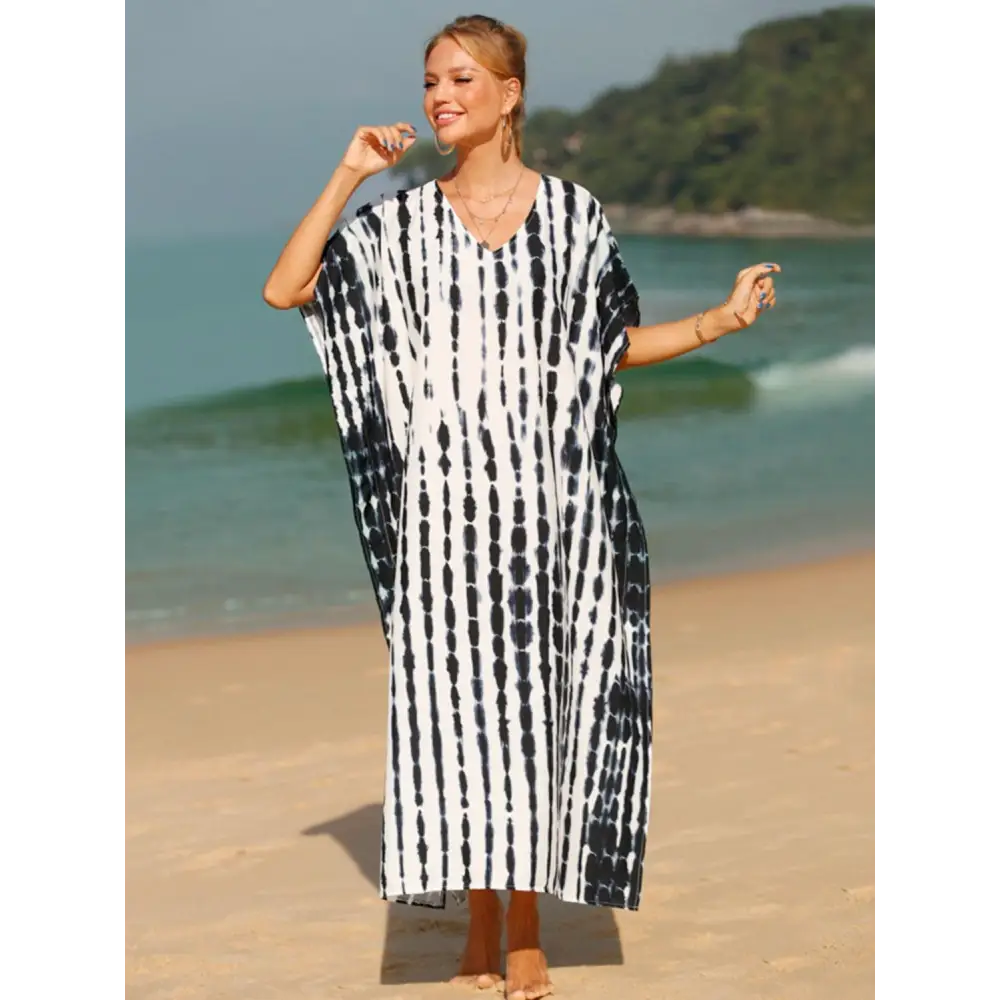 Stunning Tie-Dye V-Neck Half Sleeve Cover-Up for Beach Bliss