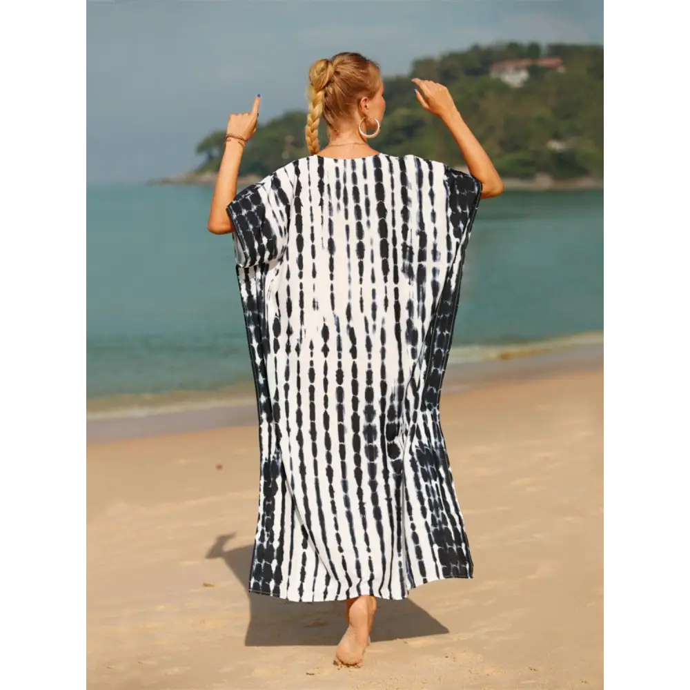 Stunning Tie-Dye V-Neck Half Sleeve Cover-Up for Beach Bliss