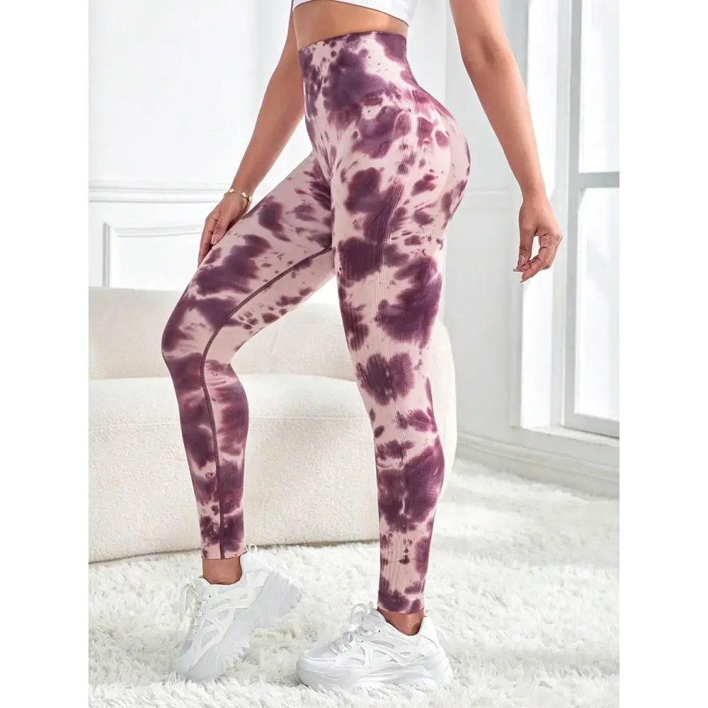 Tie-Dye Wide Waistband Active Leggings