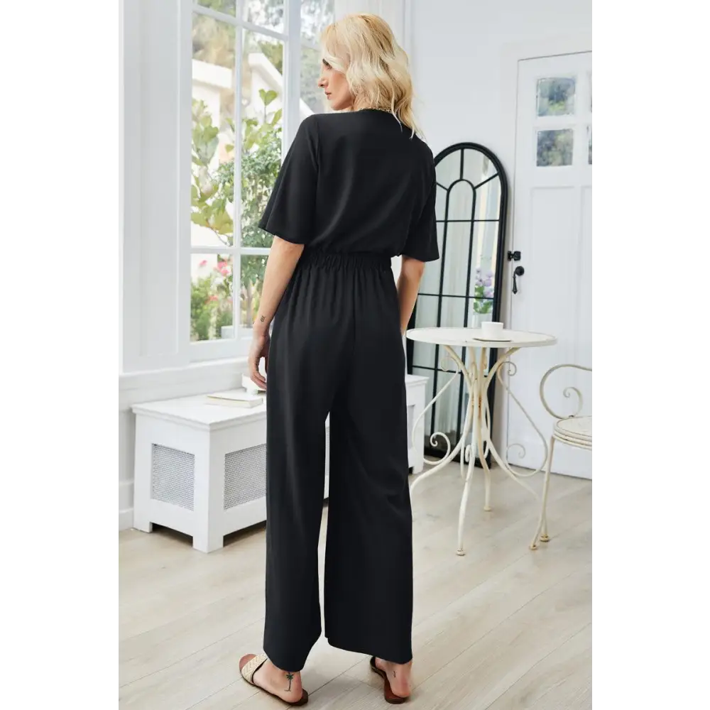 Romantic Thread Tie Cutout Wide Leg Jumpsuit