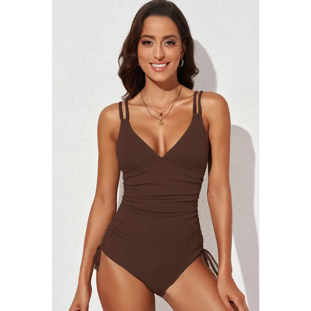 Sizzle in the Synz Tied Cutout Plunge One-Piece Swimsuit