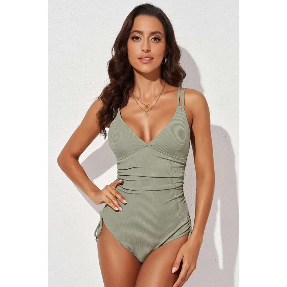 Sizzle in the Synz Tied Cutout Plunge One-Piece Swimsuit