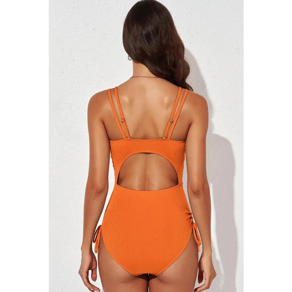 Sizzle in the Synz Tied Cutout Plunge One-Piece Swimsuit