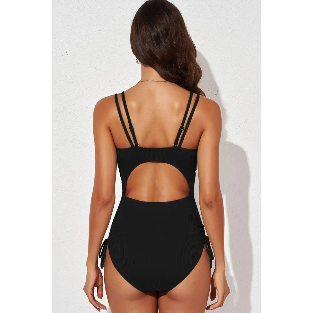 Sizzle in the Synz Tied Cutout Plunge One-Piece Swimsuit