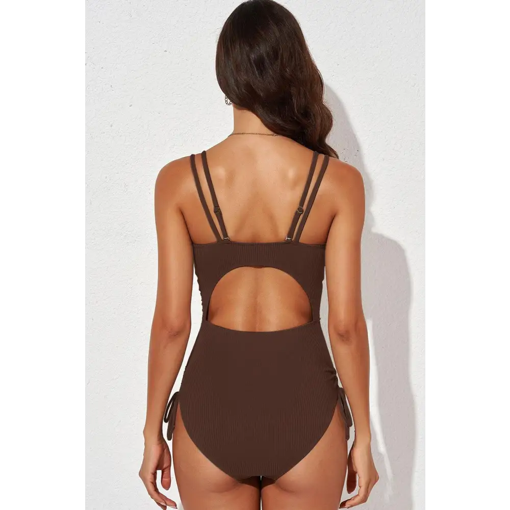 Sizzle in the Synz Tied Cutout Plunge One-Piece Swimsuit