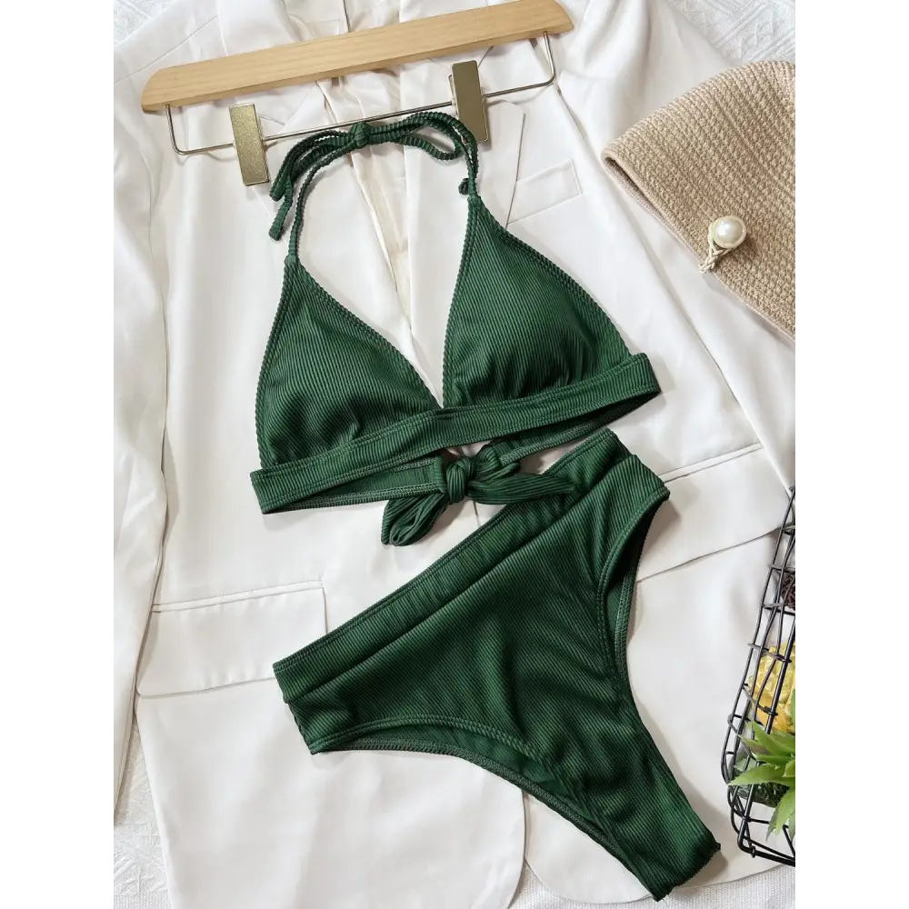 Tied Halter Neck Bikini Set