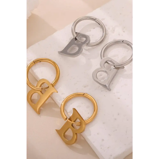 Titanium Steel Letter Hoop Earrings - CM Fashion