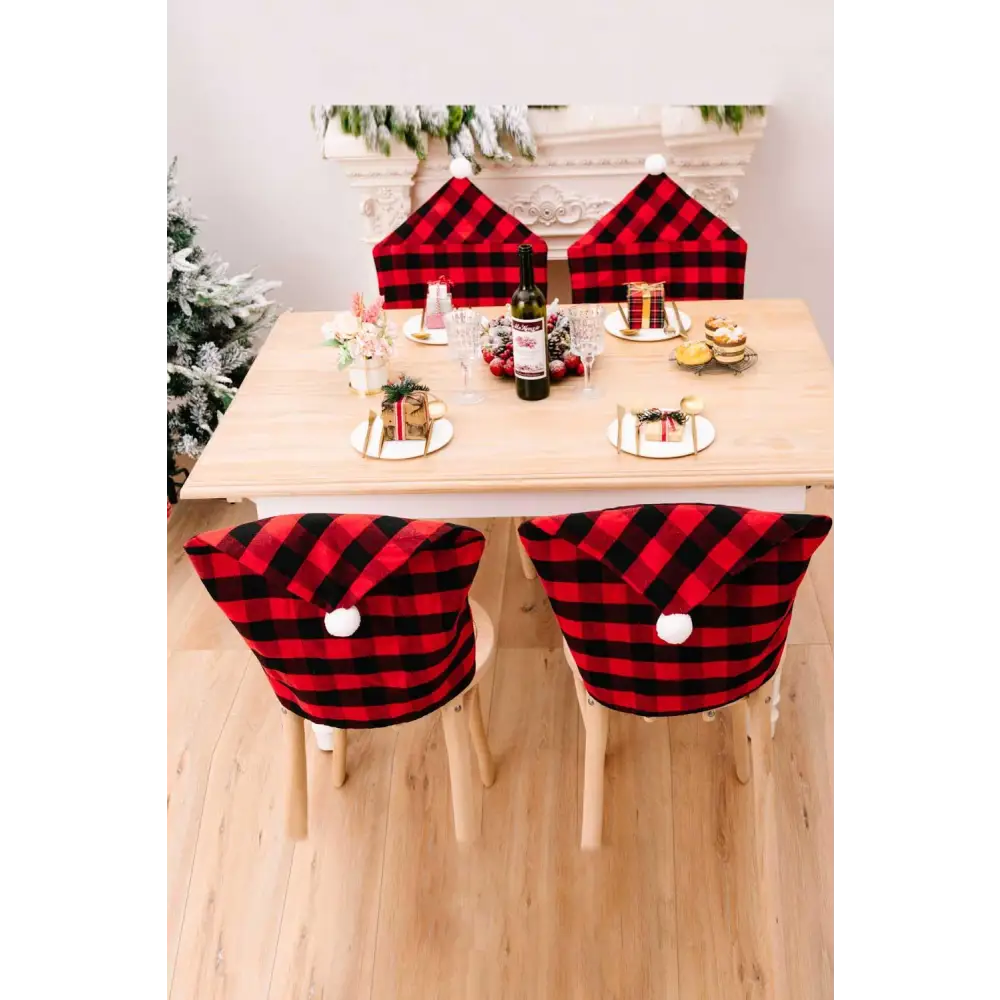 Transform Your Chairs with Festive Christmas Plaid Chair Covers