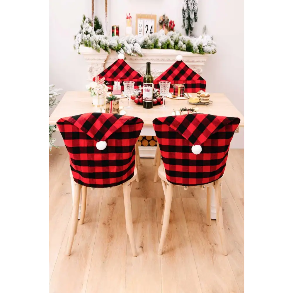 Transform Your Chairs with Festive Christmas Plaid Chair Covers