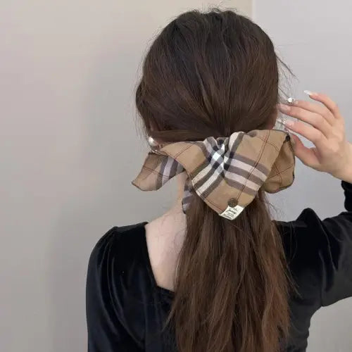 Trendy Contrast Plaid Elastic Hair Scrunchy