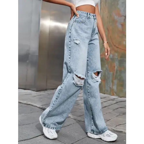 Blue Wide Leg Jeans