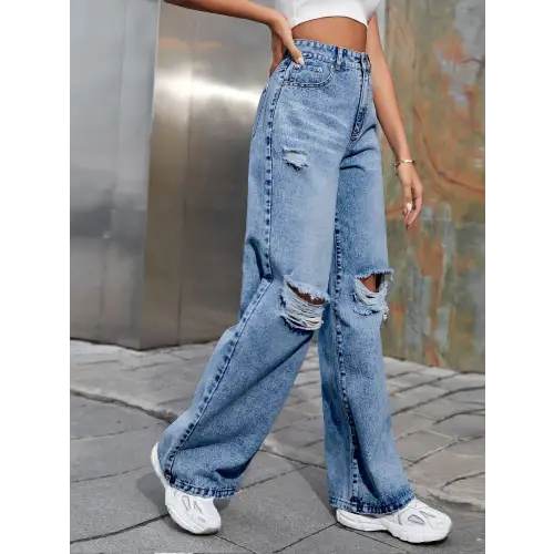 Blue Wide Leg Jeans