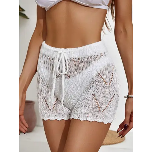 Drawstring Cutout Swim Shorts - CM Fashion