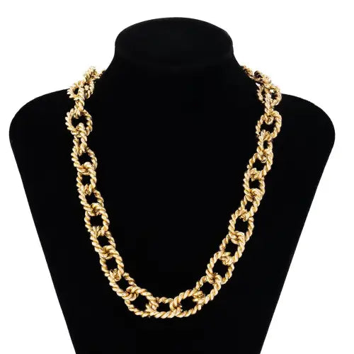 Trendy Exaggerated Punk Twist Gold Chain Necklace for Bold Style