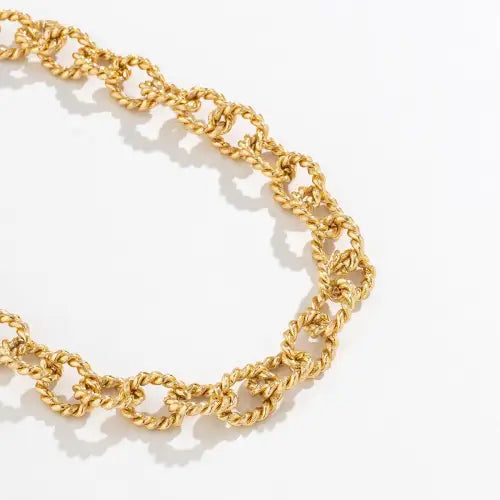 Trendy Exaggerated Punk Twist Gold Chain Necklace for Bold Style