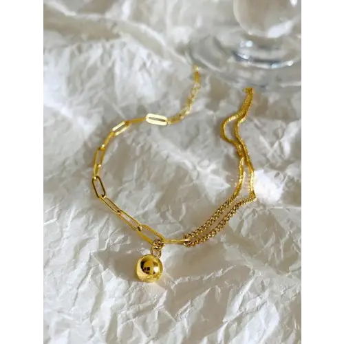 Trendy Gold 18K Anklet with Fashionable Double Chain Design