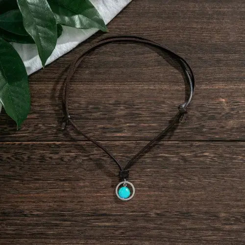 Trendy Ring Hollow Turquoise Design All-Match Necklace for Every Occasion 