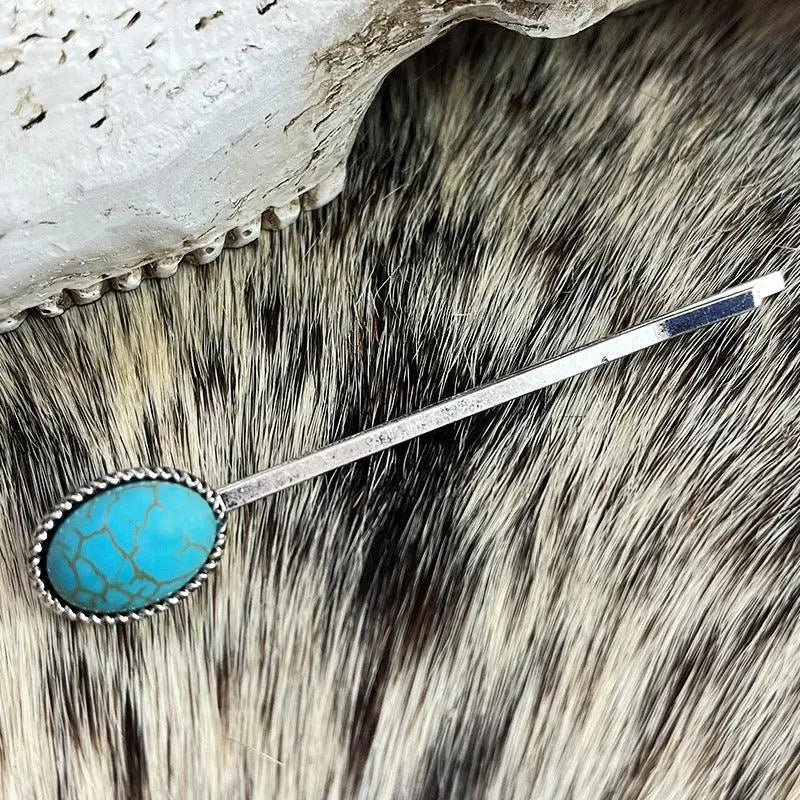 Turquoise Alloy Hairpin