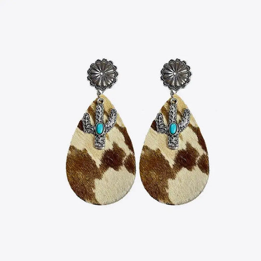 Turquoise Cactus Dangle Earrings - CM Fashion