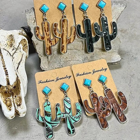 Turquoise Cactus Earrings - CM Fashion