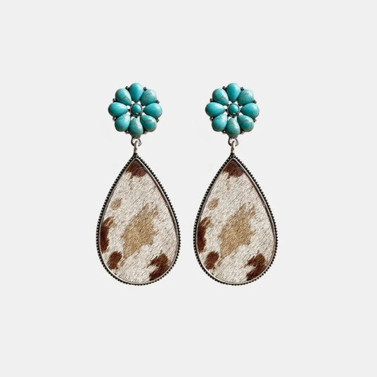 Turquoise Flower Teardrop Earrings - CM Fashion