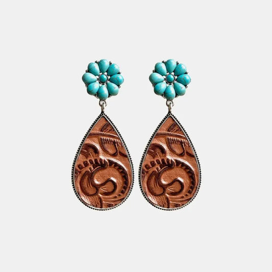 Turquoise Flower Teardrop Earrings - CM Fashion