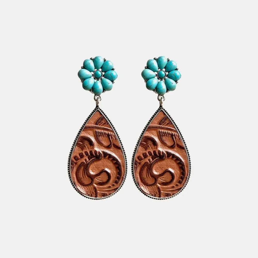 Turquoise Flower Teardrop Earrings