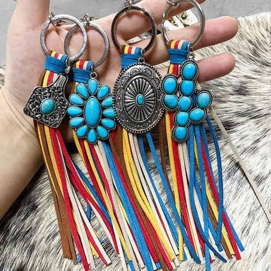 Turquoise Keychain with Tassel - CM