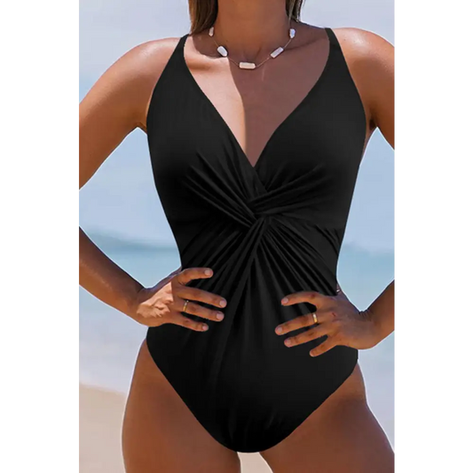 Twisted Crisscross V-Neck One-Piece Swimwear - CM Fashion