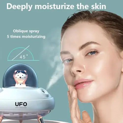 UFO Cartoon Bear Dual Nozzle Wireless Humidifier with Double Spray Mist