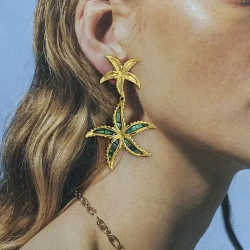 Unique Marine 18K Starfish-Shaped Earrings with Exquisite Craftsmanship