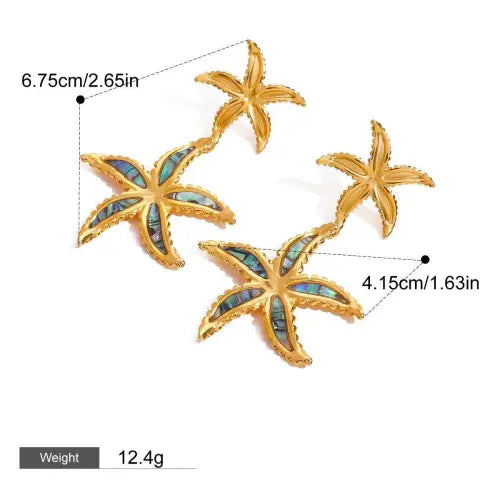 Unique Marine 18K Starfish-Shaped Earrings with Exquisite Craftsmanship