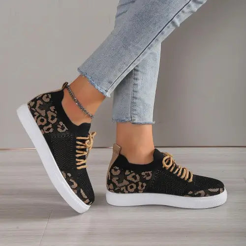 Wild Side with Yoma Leopard Flat Sneakers